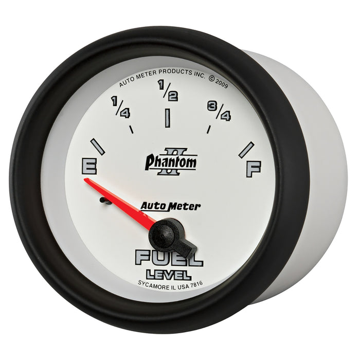 AutoMeter 7816 GAUGE; FUEL LEVEL; 2 5/8in.; 240OE TO 33OF; ELEC; PHANTOM II - Truck Part Superstore