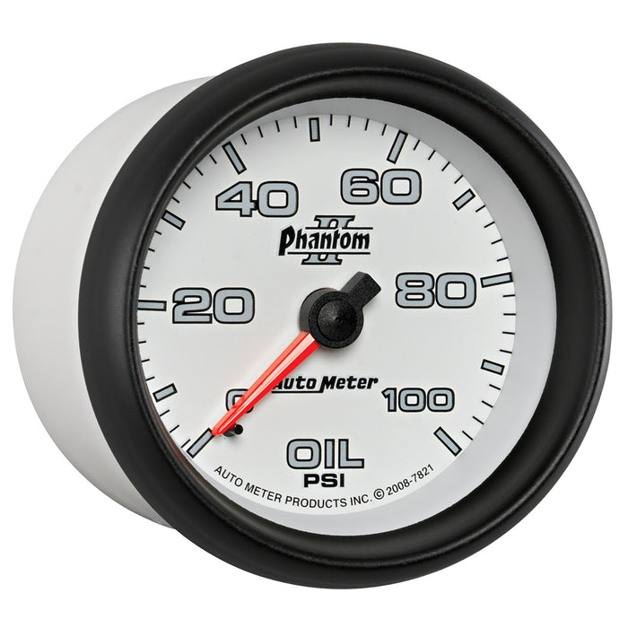 AutoMeter 7821 GAUGE; OIL PRESSURE; 2 5/8in.; 100PSI; MECHANICAL; PHANTOM II - Truck Part Superstore