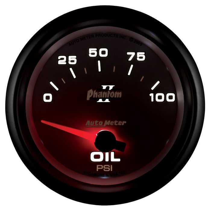 AutoMeter 7827 GAUGE; OIL PRESSURE; 2 5/8in.; 100PSI; ELECTRIC; PHANTOM II - Truck Part Superstore