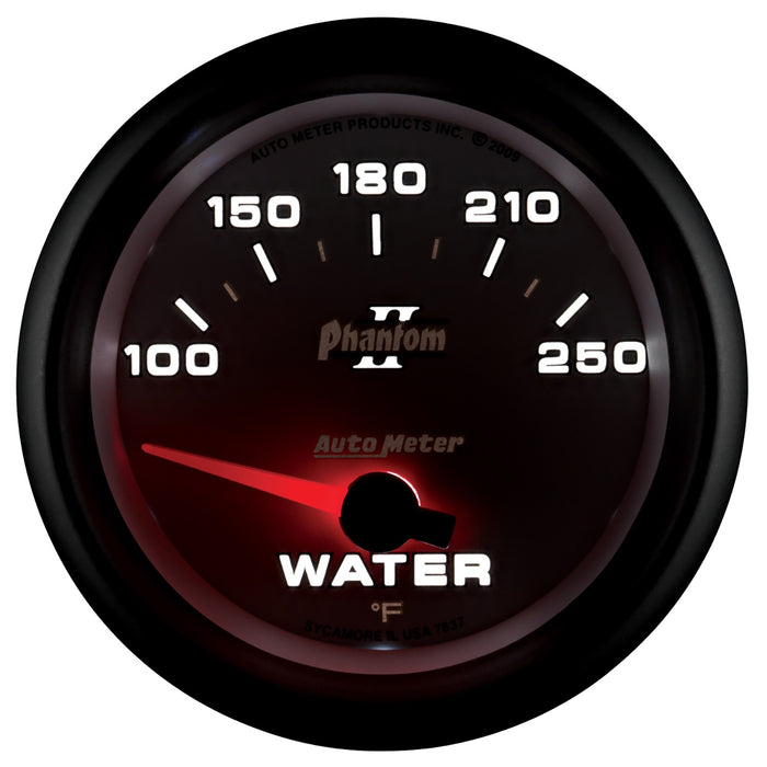AutoMeter 7837 GAUGE; WATER TEMP; 2 5/8in.; 100-250deg.F; ELECTRIC; PHANTOM II - Truck Part Superstore