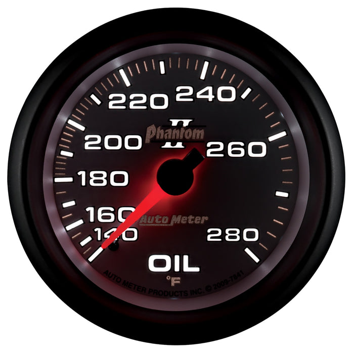 AutoMeter 7841 GAUGE; OIL TEMP; 2 5/8in.; 140-280deg.F; MECHANICAL; PHANTOM II - Truck Part Superstore