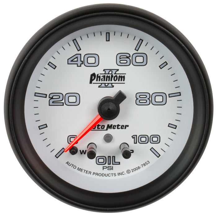 AutoMeter 7853 GAUGE; OIL PRESS; 2 5/8in.; 100PSI; STEPPER MOTOR W/PEAK/WARN; PHANTOM II - Truck Part Superstore