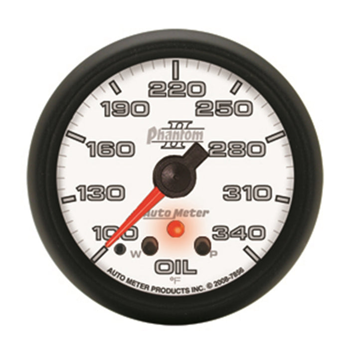 AutoMeter 7856 GAUGE; OIL TEMP; 2 5/8in.; 340deg.F; STEPPER MOTOR W/PEAK/WARN; PHANTOM II - Truck Part Superstore