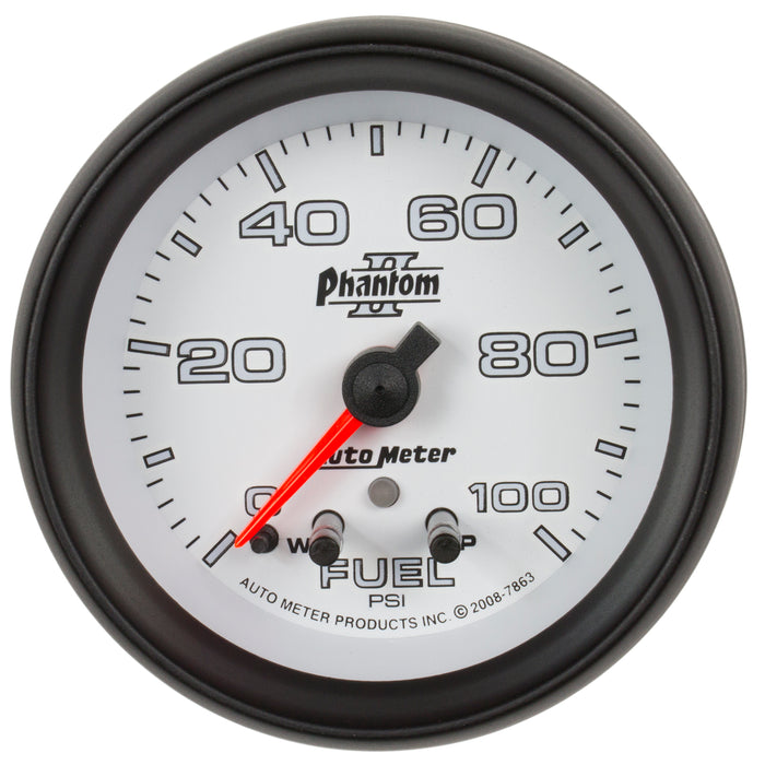 AutoMeter 7863 GAUGE; FUEL PRESS; 2 5/8in.; 100PSI; STEPPER MOTOR W/PEAK/WARN; PHANTOM II - Truck Part Superstore