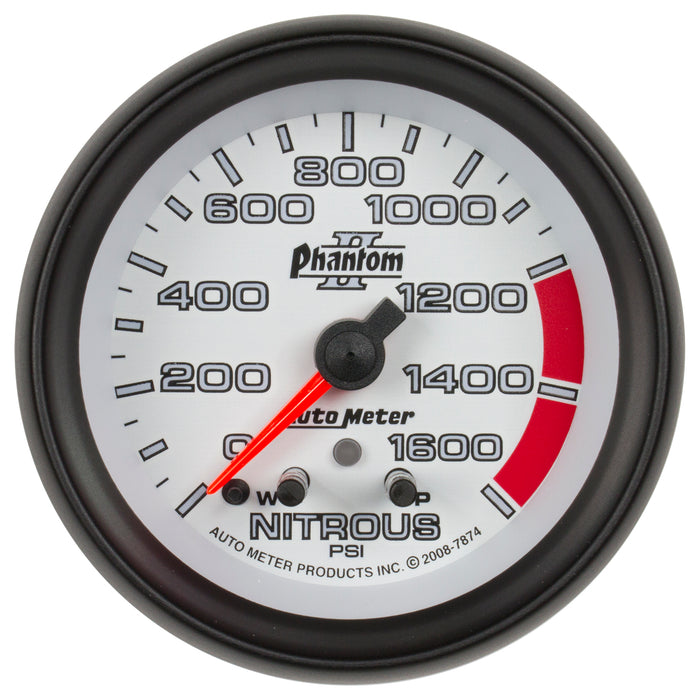 AutoMeter 7874 GAUGE; NITROUS PRESS; 2 5/8in.; 1600PSI; STEPPER MOTOR W/PEAK/WARN; PHANTOM II - Truck Part Superstore