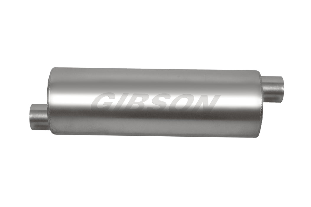 Gibson Performance Exhaust 788706S SFT Superflow Offset/Offset Round Muffler; Stainless - Truck Part Superstore
