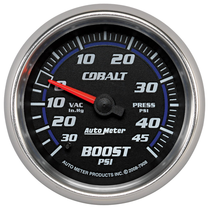 AutoMeter 7908 GAUGE; VAC/BOOST; 2 5/8in.; 30INHG-45PSI; MECHANICAL; COBALT - Truck Part Superstore