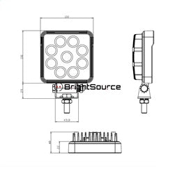 BrightSource 791152F Work Light; 4 in.; Square; Flood Pattern; 15W; w/o Harness; - Truck Part Superstore