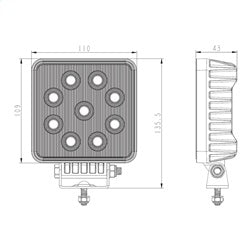 BrightSource 791362F Work Light; 4 in.; Square E-Mark; Flush Lens; W/o Harness; 3800 Lm; 36W; - Truck Part Superstore