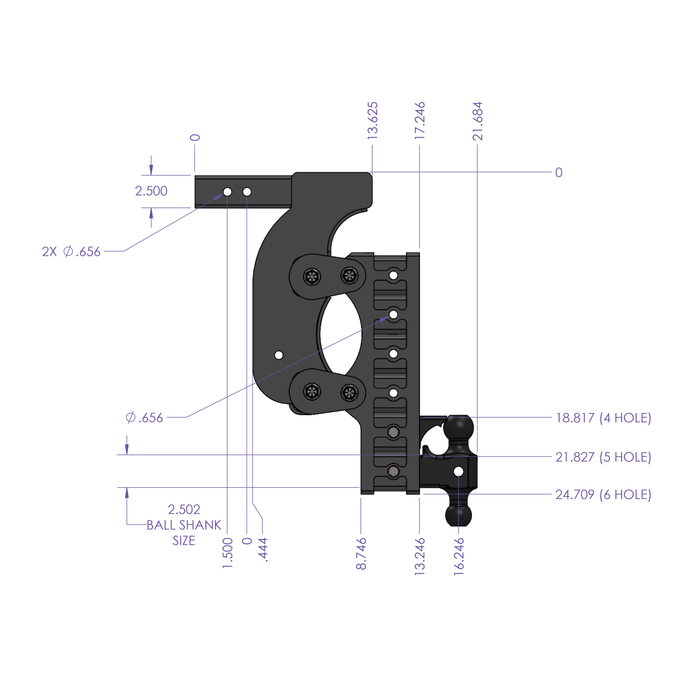 GEN-Y Hitch GH-1526 BOSS TORSION-FLEX 2.5" Rec 21" Drop 2.4K TW 21K Hitch Dual-Ball Pintle Lock Stab - Truck Part Superstore