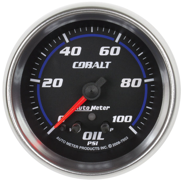 AutoMeter 7953 GAUGE; OIL PRESS; 2 5/8in.; 100PSI; STEPPER MOTOR W/PEAK/WARN; COBALT - Truck Part Superstore