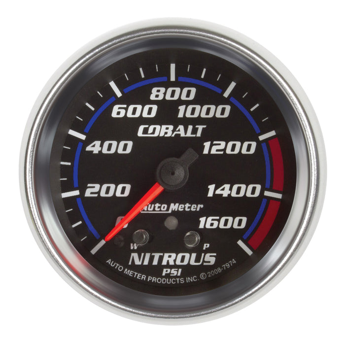 AutoMeter 7974 GAUGE; NITROUS PRESS; 2 5/8in.; 1600PSI; STEPPER MOTOR W/PEAK/WARN; COBALT - Truck Part Superstore