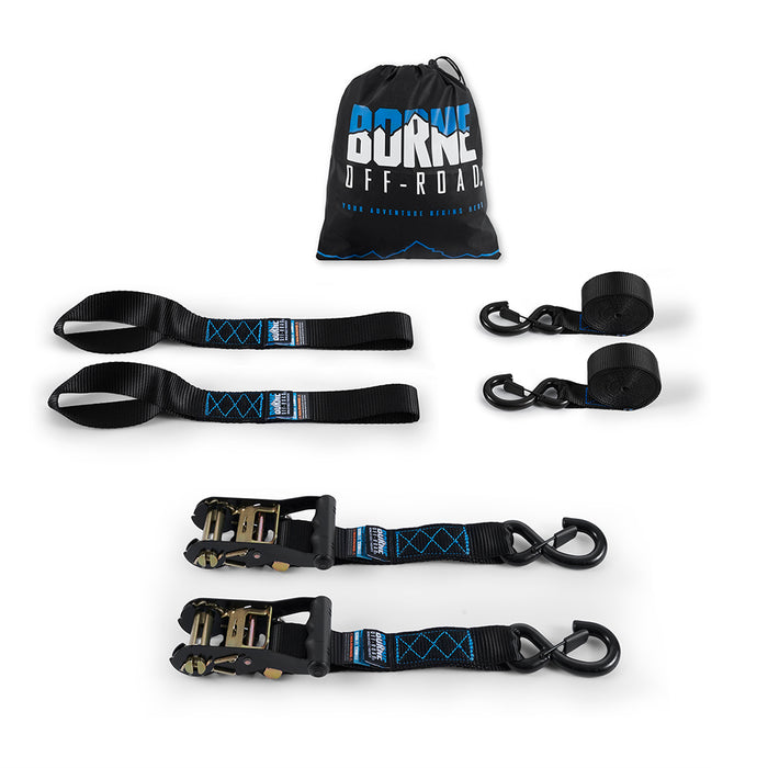 Mishimoto BNRTC-TDHD-2BK Borne Off-Road Heavy-Duty Ratchet Tie-Down Kit (2-pack), Black - Truck Part Superstore