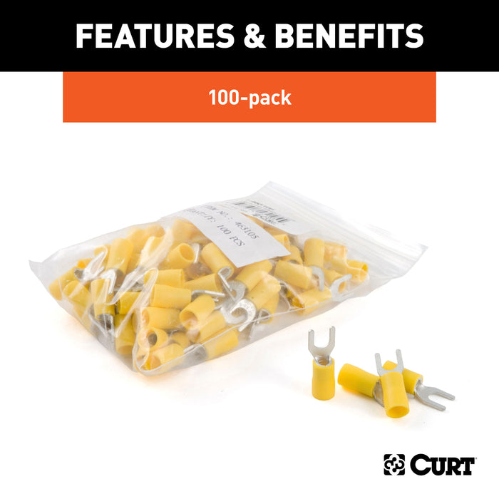CURT 59631 Spade Terminals (12-10 Wire Gauge; #10 Stud Size; 100-Pack) - Truck Part Superstore