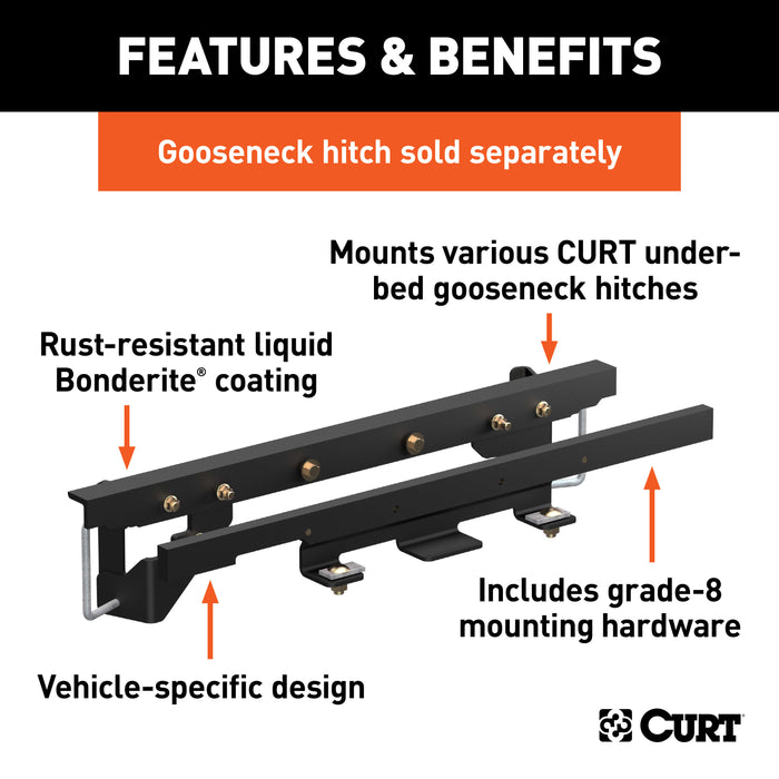 CURT 60657 Double Lock Gooseneck Install Brackets; Select Dodge; Ram 1500; w/Coil Springs - Truck Part Superstore