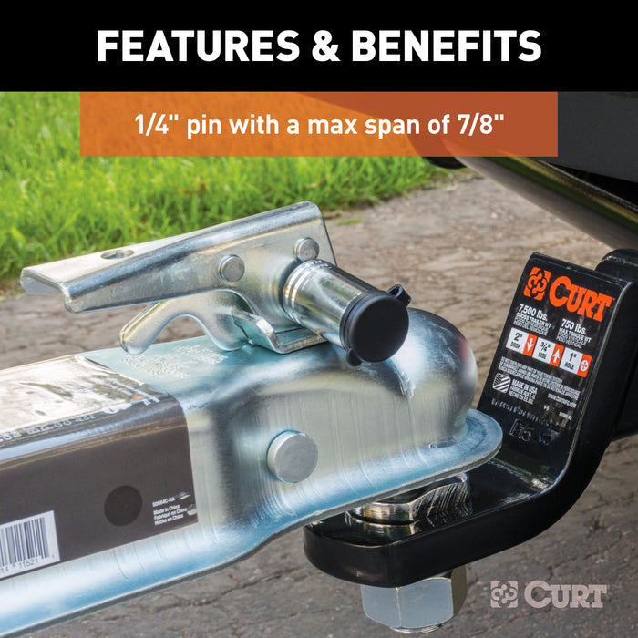 CURT 23520 Coupler Lock (1/4in. Pin; 7/8in. Latch Span; Barbell; Chrome) - Truck Part Superstore