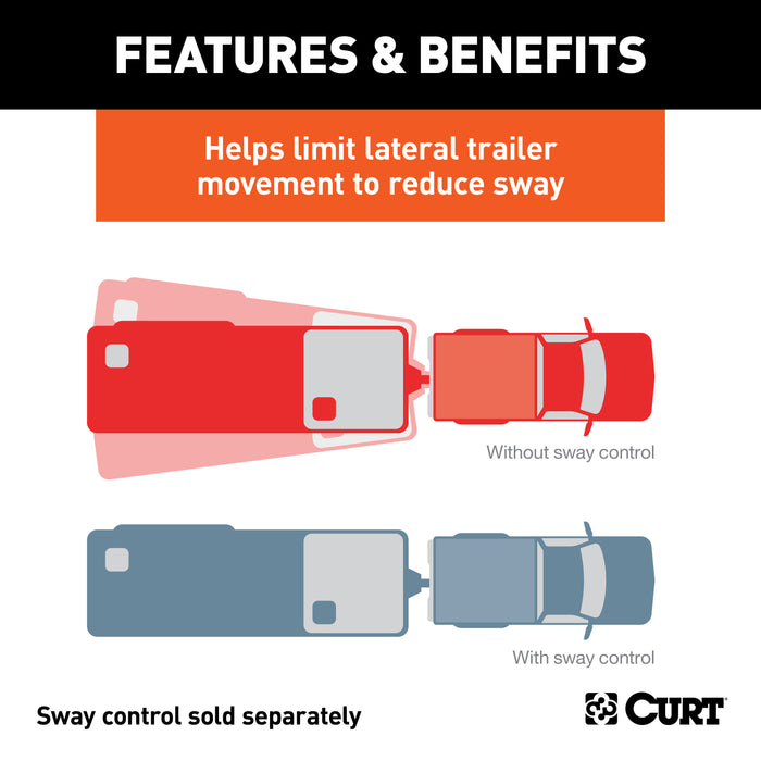 CURT 45822 CURT 45822 Weld-On Anti-Sway Trailer Hitch Bar; 5/8-Inch Ball Hole - Truck Part Superstore