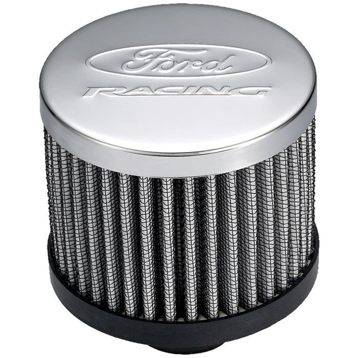 Proform 302-236 Engine Valve Cover Breather; 3 In Dia; Ford Logo; Push-In Style w/o Hood; Chrome - Truck Part Superstore