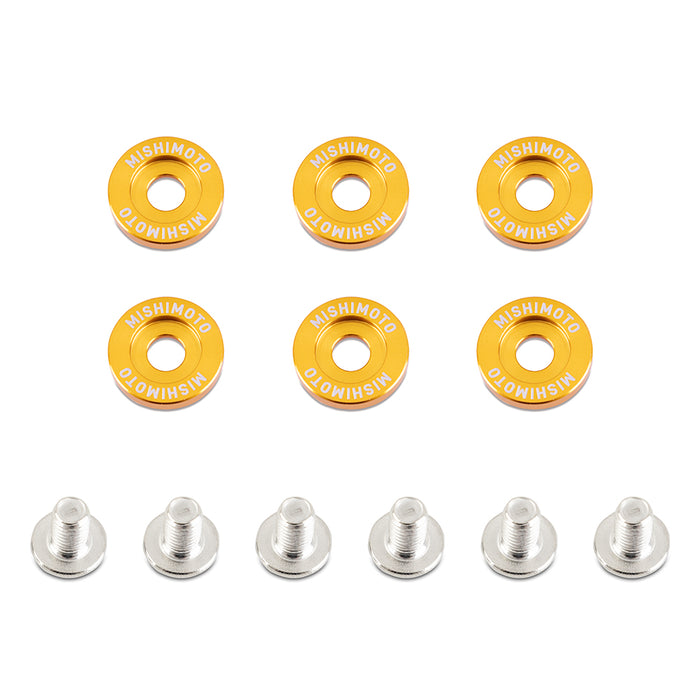 Mishimoto MMFW-SM-6GD Mishimoto M6 X 1.0 Fender Washer and Bolt Kit, 16.7mm OD, 6 pcs, Gold - Truck Part Superstore