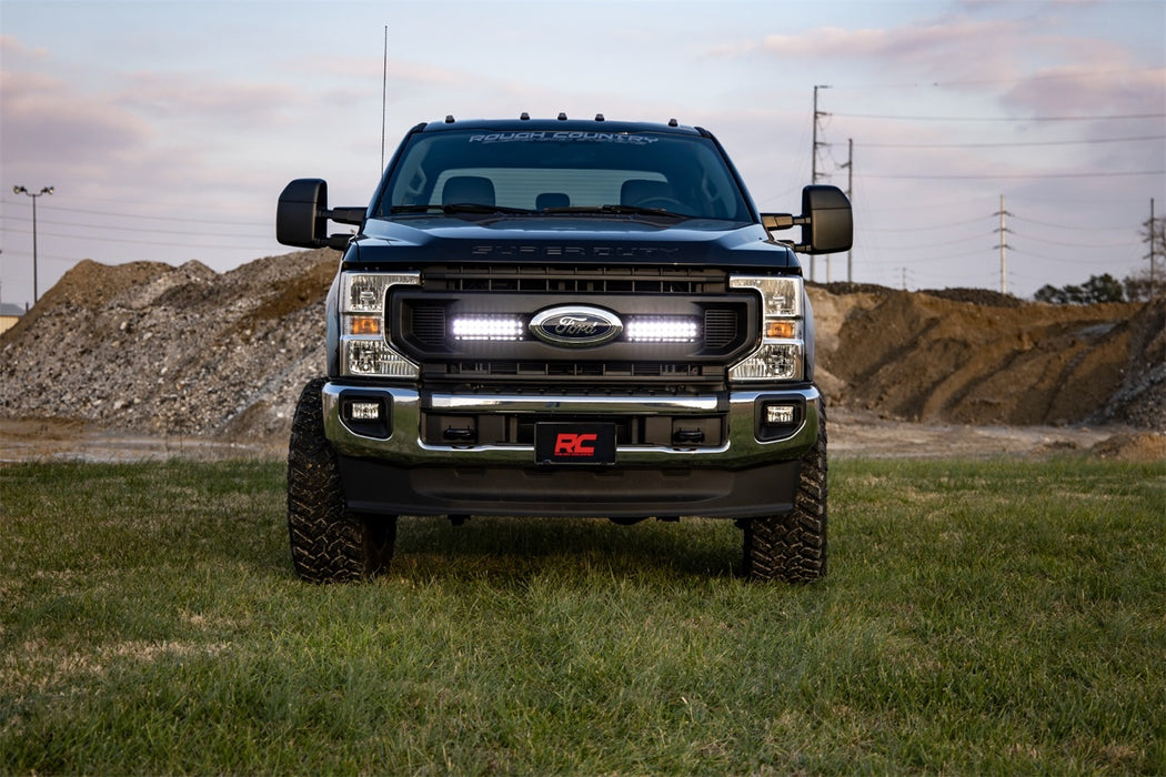 Rough Country 70898 LED Light Kit Grille Mount 10 Inch Black Series Slimline 20-21 Ford Super Duty Rough Country - Truck Part Superstore