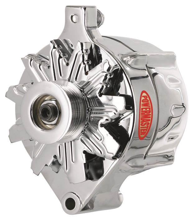 Powermaster Performance 8-37100 Alternator; Ford Upgrade; 100 Amp; 75 Idle; 6 Groove Pulley; 1 Wire; Chrome; - Truck Part Superstore