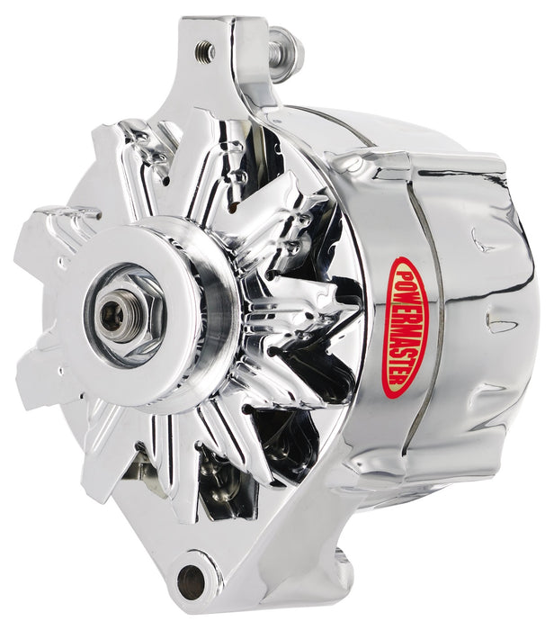 Powermaster Performance 8-37141 Alternator; Ford Upgrade; 150 Amp; 100 Idle; 1V Pulley; 1 Wire; Chrome; - Truck Part Superstore