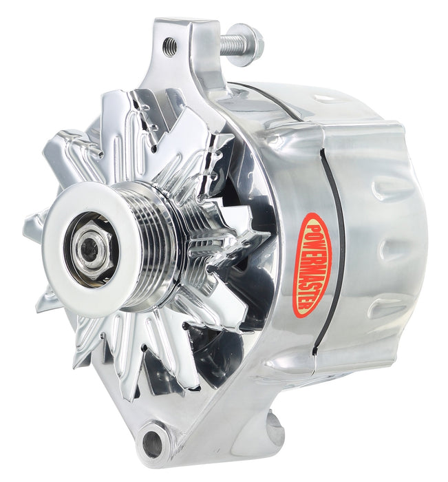 Powermaster Performance 8-67140 Alternator; Ford Upgrade; 150 Amp; 100 Idle; 6 Groove Pulley; 1 Wire; Polished; - Truck Part Superstore