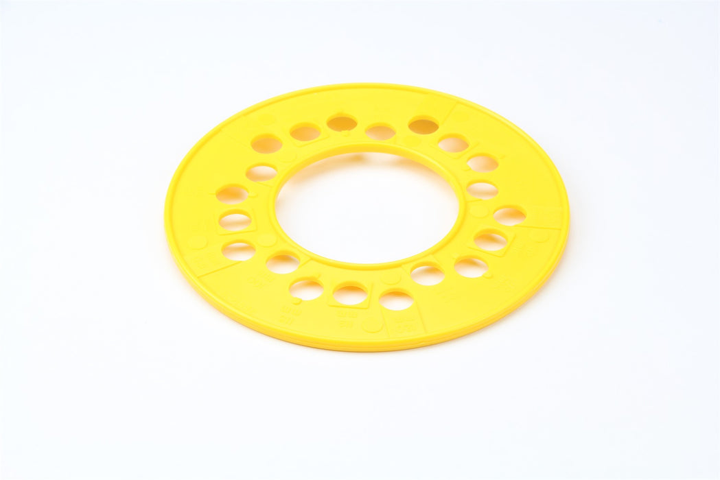 Lokar 80-21592 Wheel Bolt Circle Template; 5 Lug Metric; 100/112/115/120mm; Yellow; - Truck Part Superstore