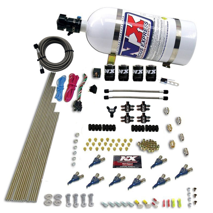 Nitrous Express 80001EFI-10 8 CYL PIRANHA DIRECT PORT; 4 SOLENOIDS; WITH 10LB BOTTLE (200-500HP EFI JETs) - Truck Part Superstore
