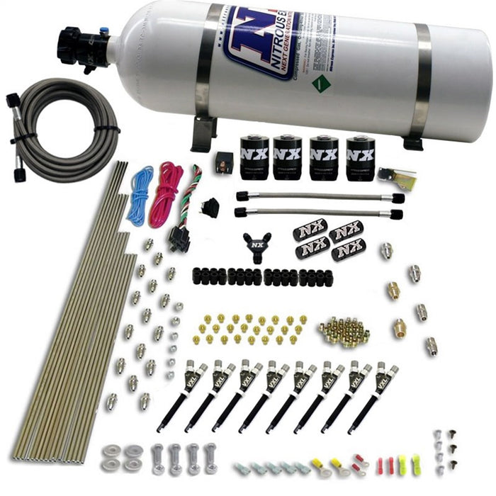Nitrous Express 80019-15 8 CYL VXL DIRECT PORT; 4 SOLENOIDS (200-500HP JETTING) W/15LB BOTTLE - Truck Part Superstore