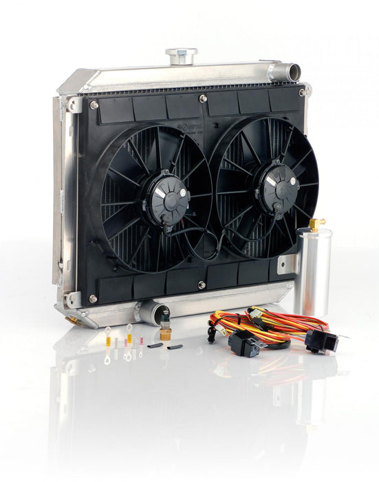 Be Cool 80263 Downflow Radiator Module Factory-Fit Natural Finish for 67-70 Ford Mustang, Mercury Cougar w/Std Trans Passenger Upper/Driver Lower Be Cool Radiator - Truck Part Superstore