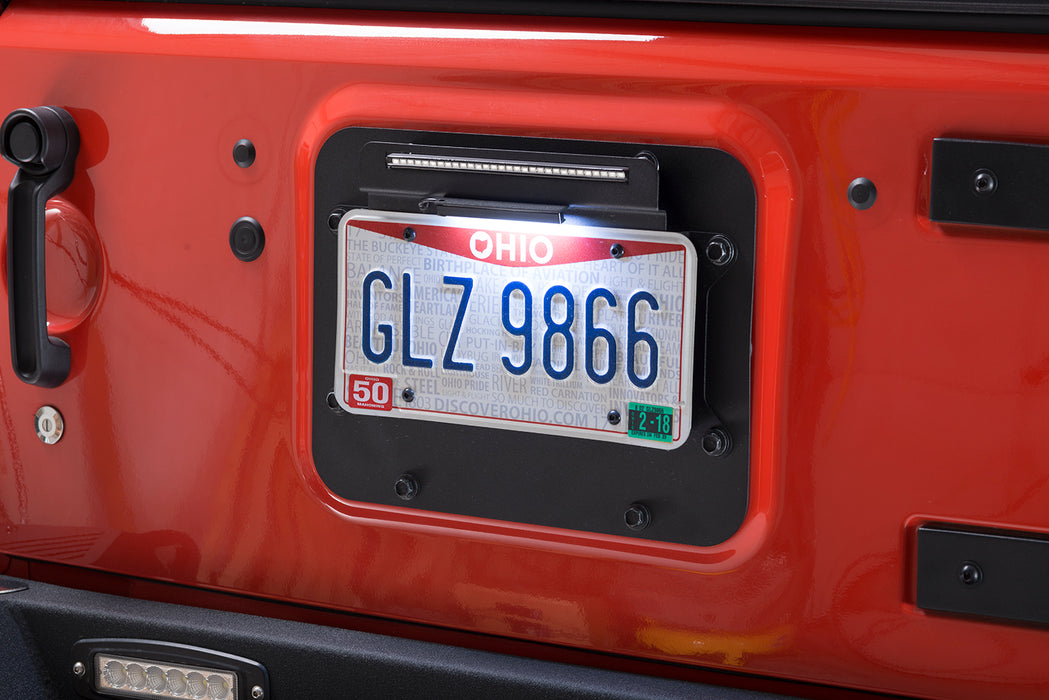 Kentrol 80703 Jeep JK BackSide License Plate Mount with LED's 07-18 Wrangler JK Textured Black Kentrol - Truck Part Superstore