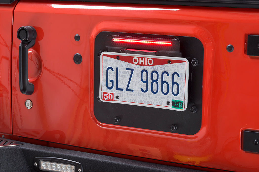 Kentrol 80703 Jeep JK BackSide License Plate Mount with LED's 07-18 Wrangler JK Textured Black Kentrol - Truck Part Superstore