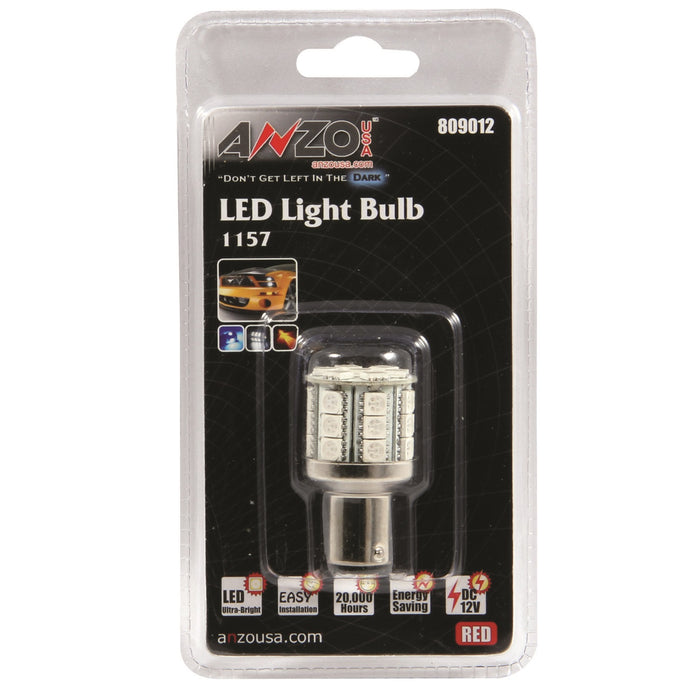 Anzo USA 809012 LED Replacement Bulb; 1157; 28 LEDs; 1 3/4 in. Tall; Red; - Truck Part Superstore
