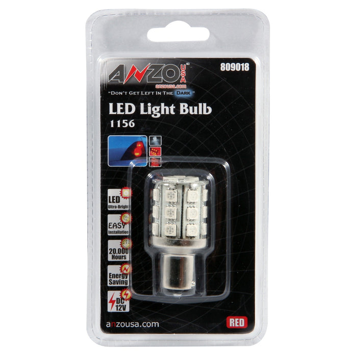 Anzo USA 809018 LED Replacement Bulb; 1156; 24 LEDs; 2 in. Tall; Red; - Truck Part Superstore