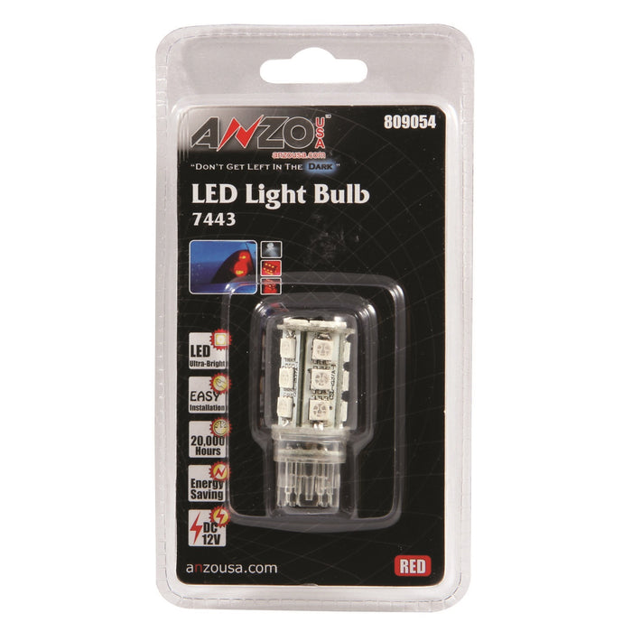 Anzo USA 809054 LED Replacement Bulb; 7443; 18 SMDs; 1 3/4 in. Tall; Red; - Truck Part Superstore