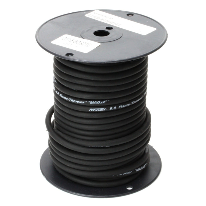 Pertronix 80S210 Wires, 8MM black, white script - 100Ft spool - Truck Part Superstore