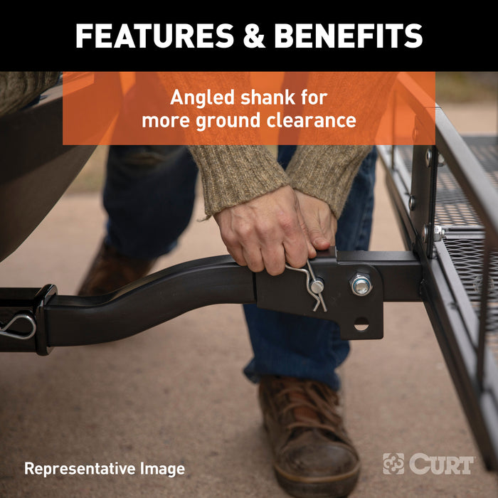 CURT 18150 60in. x 20in. Black Steel Basket Cargo Carrier (Fixed 2in. Shank; 500 lbs.) - Truck Part Superstore