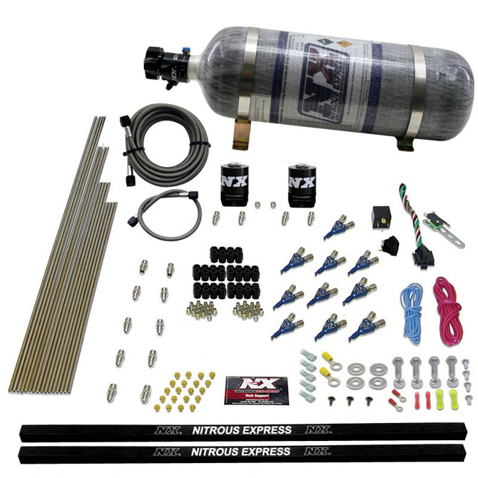Nitrous Express 81000EFI-12 10-CYL PIRANHA NOZZLE DIRECT PORT SYSTEM COMPOSITE BOTTLE (250-500HP) - Truck Part Superstore