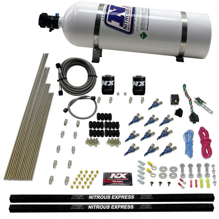 Nitrous Express 81000EFI-15 10-CYL PIRANHA NOZZLE DIRECT PORT SYSTEM W/15LB BOTTLE (250-500HP) - Truck Part Superstore