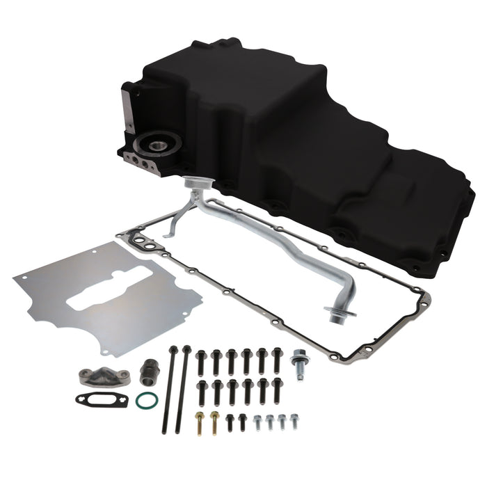 Top Street Performance 81073BK Oil Pan; Cast Aluminum Low-profile Retro-fit 5.5-Quart; LS; Black - Truck Part Superstore