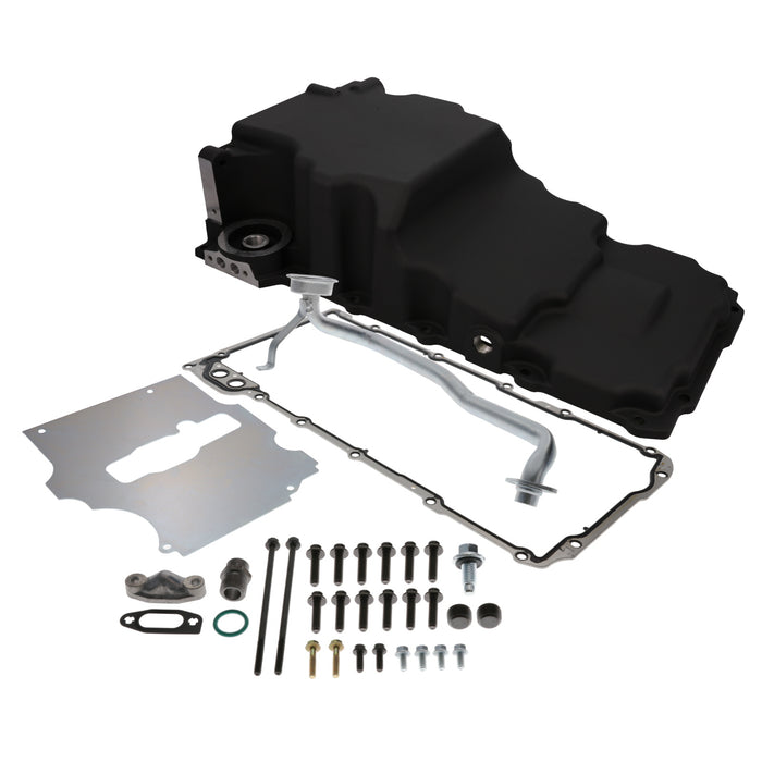Top Street Performance 81075BK Black Aluminum Low-profile Retro-fit LS 5.7 Quart Oil Pan with Added Clearance. - Truck Part Superstore