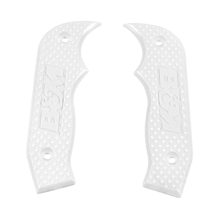 B&M 81205 Magnum Grip Side Plates; Polycarbonate; Diamond Texture Pattern; White; - Truck Part Superstore