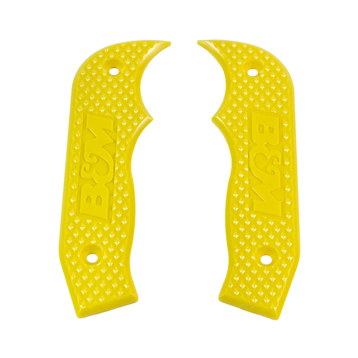 B&M 81206 Magnum Grip Side Plates; Polycarbonate; Diamond Texture Pattern; Yellow; - Truck Part Superstore