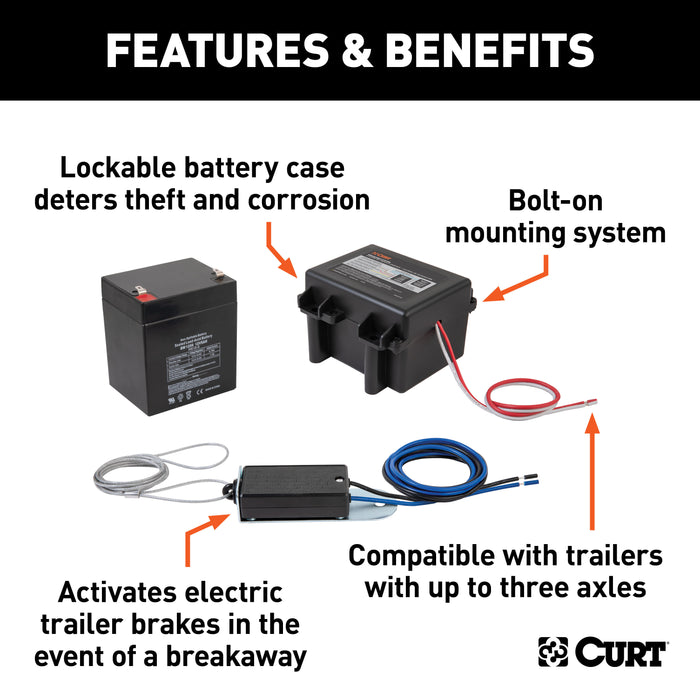 CURT 52041 CURT 52041 Soft-Trac 1 Trailer Breakaway Switch Kit System with Battery - Truck Part Superstore