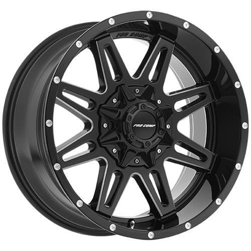 Pro Comp Alloy Wheels 8142-29539 Series 8142 Blockade 20x9.5 with 6 on 135 and 6 on 5.5 Bolt Pattern Gloss Black Milled Pro Comp Alloy Wheels - Truck Part Superstore