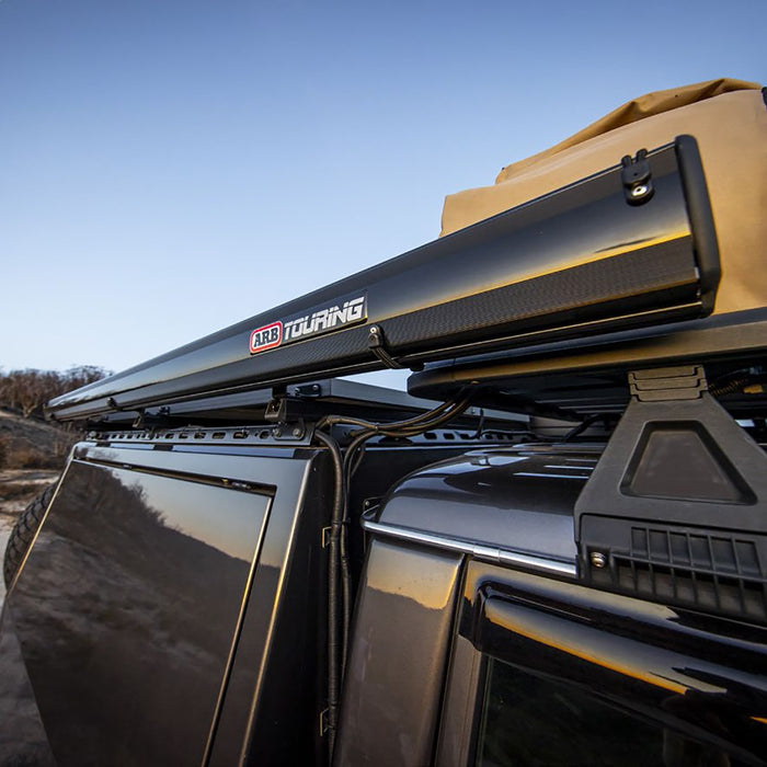 ARB 814412A Aluminum Awning; Black Frame; 8.2 ft. x 8.2 ft.; Installed w/LED Light Strip; - Truck Part Superstore