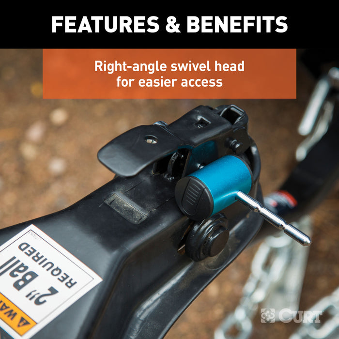 CURT 23503 Coupler Lock (1/4in. Pin; 1in. to 3in. Latch Span; Right-Angle; Chrome) - Truck Part Superstore