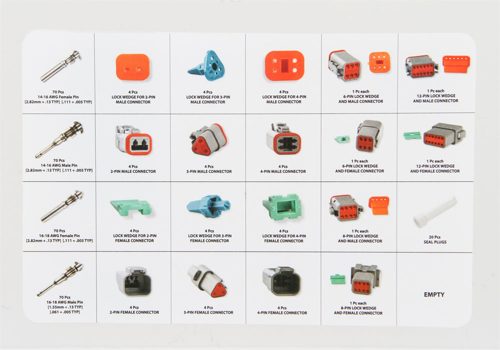 MSD 8188 MSD Deustsch Connector Kit; 360 Piece Kit w/2-12 Pole Housing And Pins w/Seals; - Truck Part Superstore