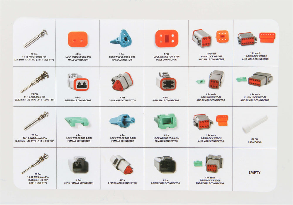 MSD 8188 MSD Deustsch Connector Kit; 360 Piece Kit w/2-12 Pole Housing And Pins w/Seals; - Truck Part Superstore